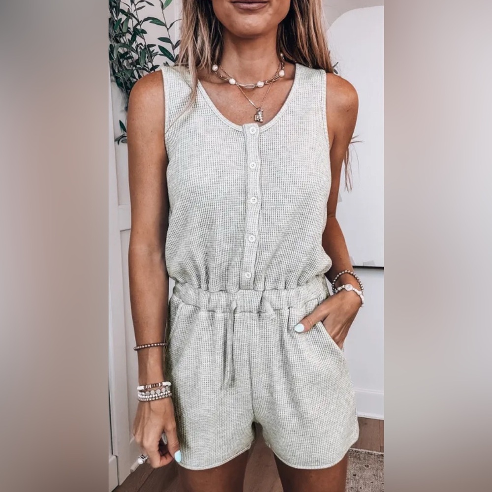 Pink Lily Serenity Waffle Knit Romper